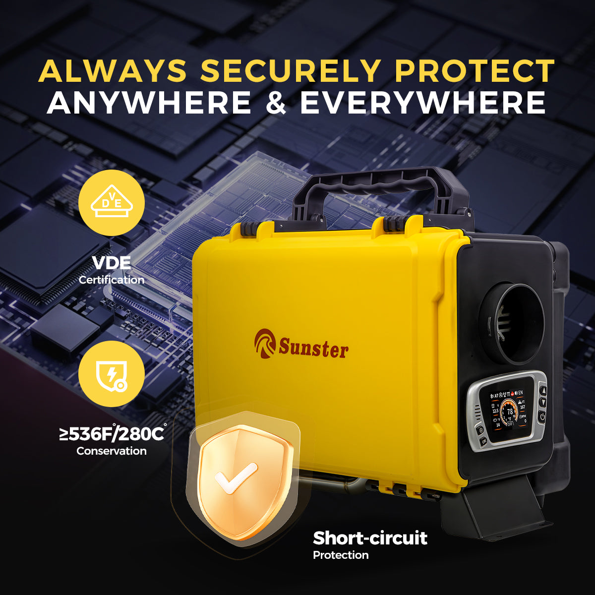 Sunster HTB1 8 kW dieselfyr – Toolbox med Bluetooth