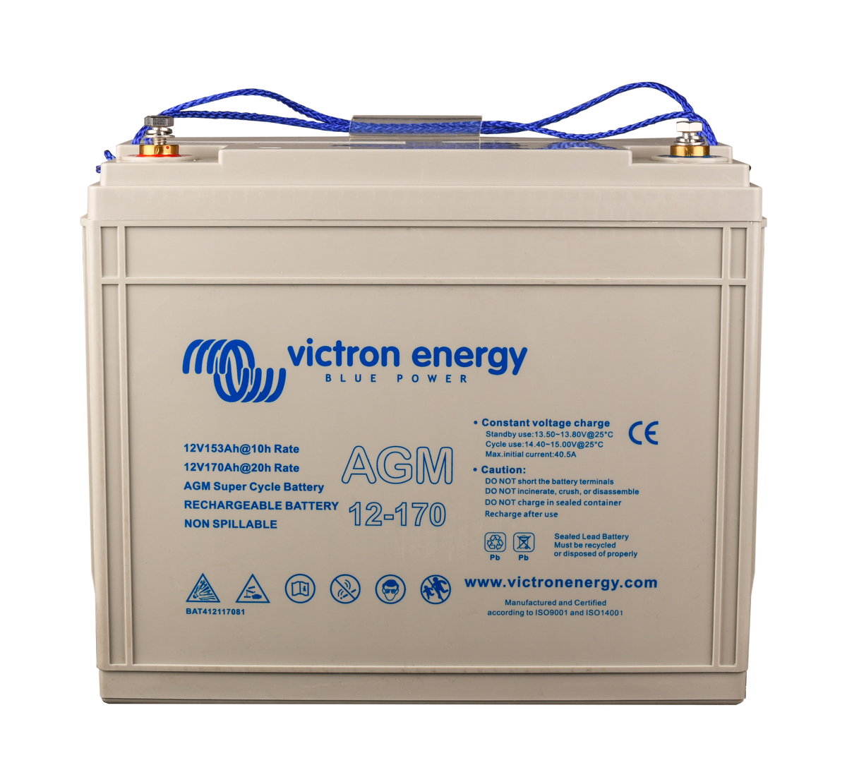 12V/170Ah AGM Super Cycle Batt. (M8) – produktfoto | SejlStrøm