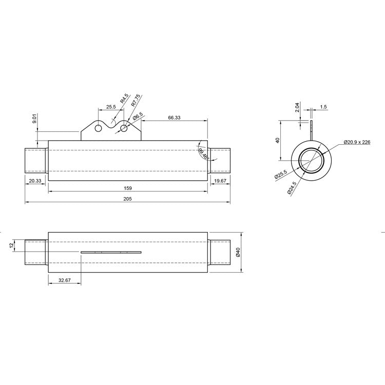 Exhaust pipe silencer with mounting kit ø24mm