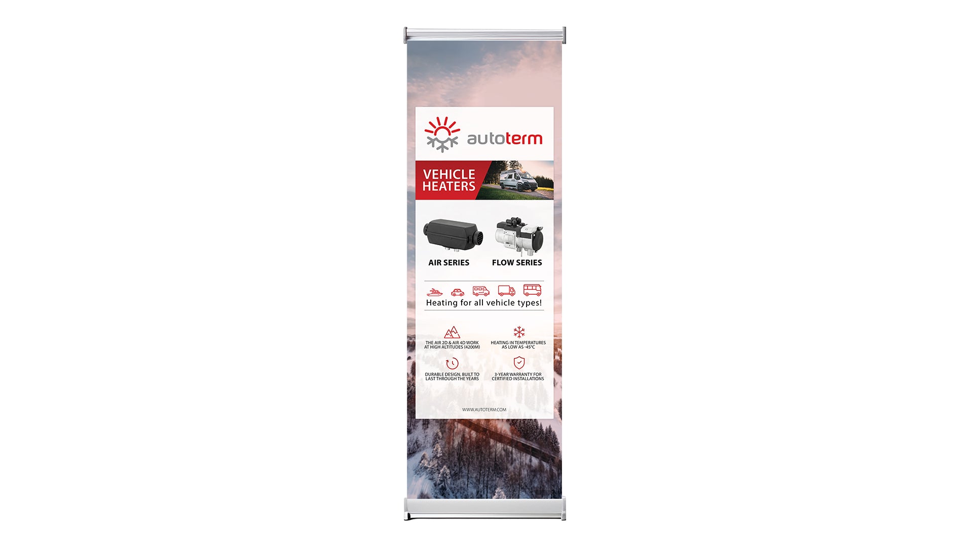 AUTOTERM Roll-up-banner med AUTOTERM-logo – officielt AUTOTERM produktfoto