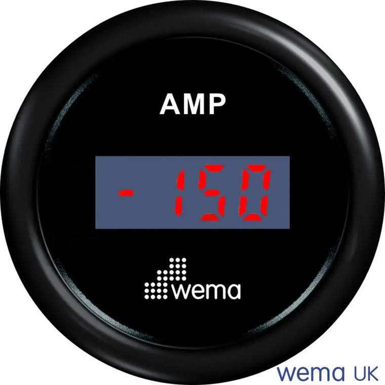Wema Amp.meter sæt +/- 150 Amp Sort
