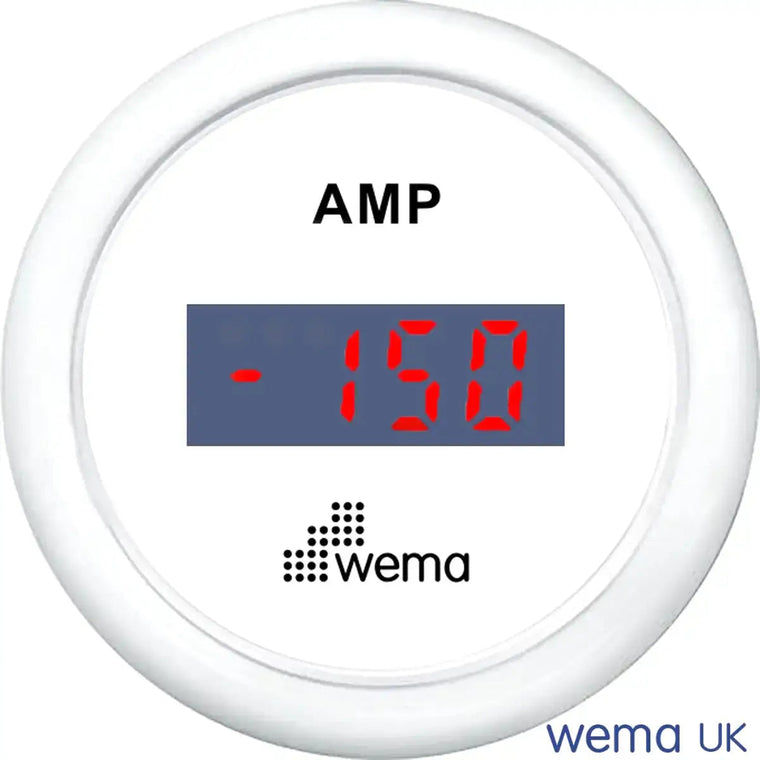Wema Amp.meter sæt +/- 150 Amp Hvidt