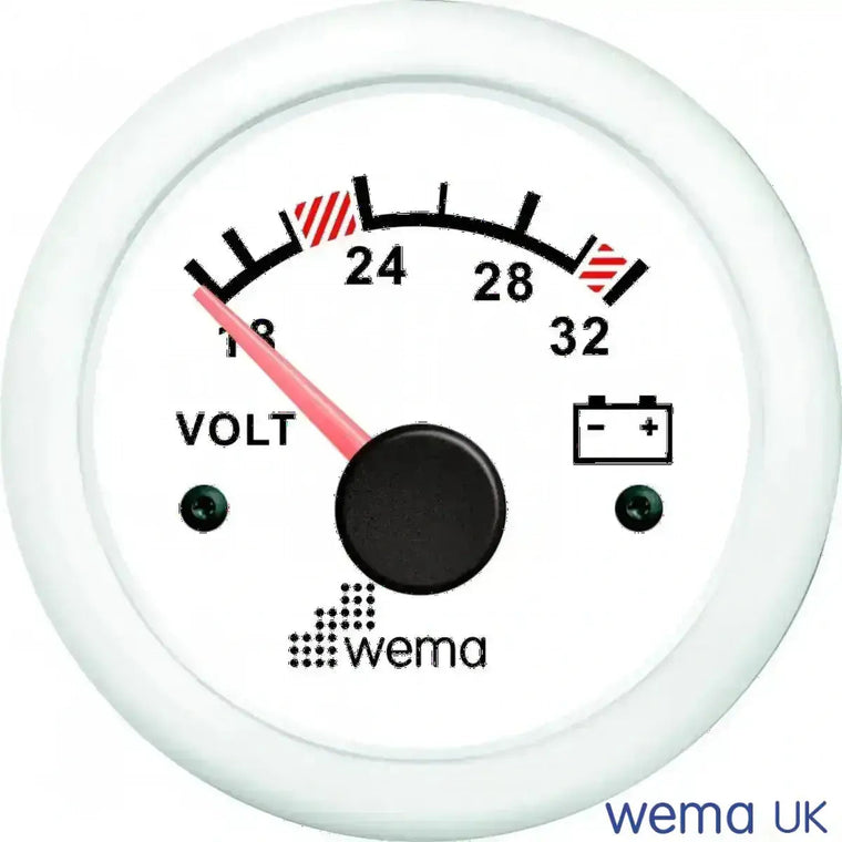 Wema Voltmeter 24 Volt Hvidt