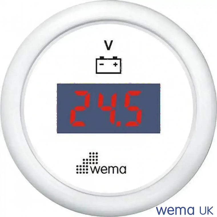 Wema Digital Voltmeter 8-32 Volt Hvidt