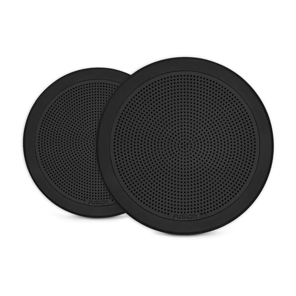 Fusion FM seriens marinehøjttalere, 7,7" 200 W rund, sort, planmonteret marinehøjttaler – produktbillede 1