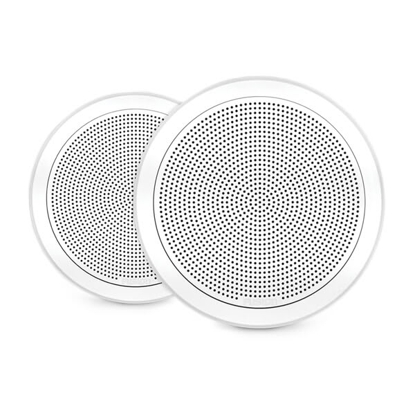 Fusion FM seriens marinehøjttalere, 7,7" 200 W rund, hvid, planmonteret marinehøjttaler – produktbillede 1