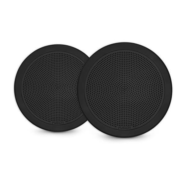 Fusion FM seriens marinehøjttalere, 6,5" 120 W rund, sort, planmonteret marinehøjttaler – produktbillede 1