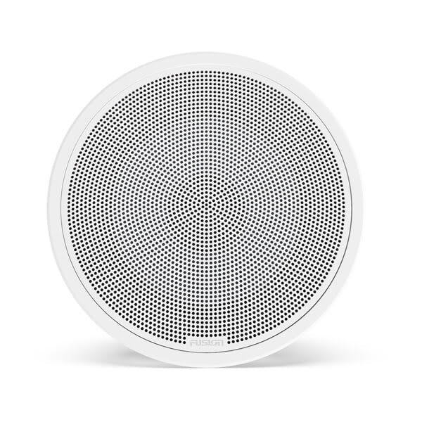 Fusion FM seriens marinesubwoofere, 10" 400 W rund, hvid, planmonteret marinesubwoofer – produktbillede 1