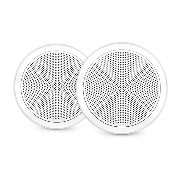 Fusion FM seriens marinehøjttalere, 6,5" 120 W rund, hvid, planmonteret marinehøjttaler – produktbillede 1