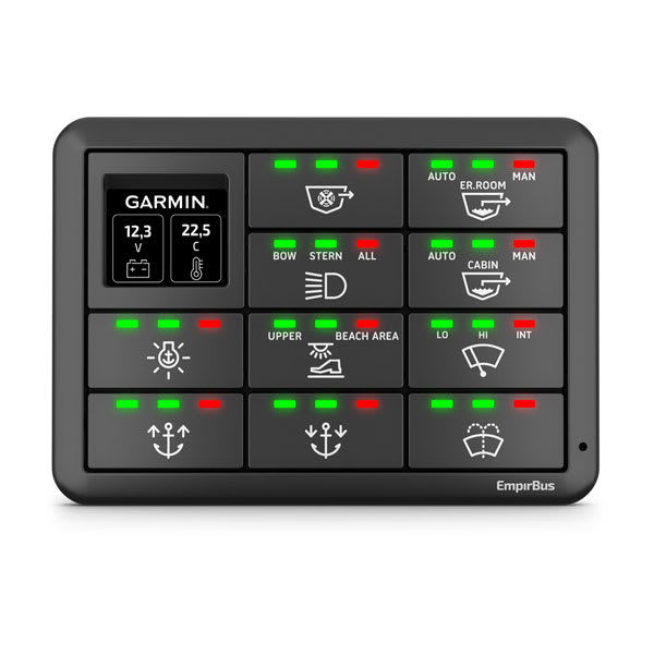 Garmin EmpirBus™ SP8 & SP12 kontakter, SP12, vandret med skærm – officielt Garmin produktbillede