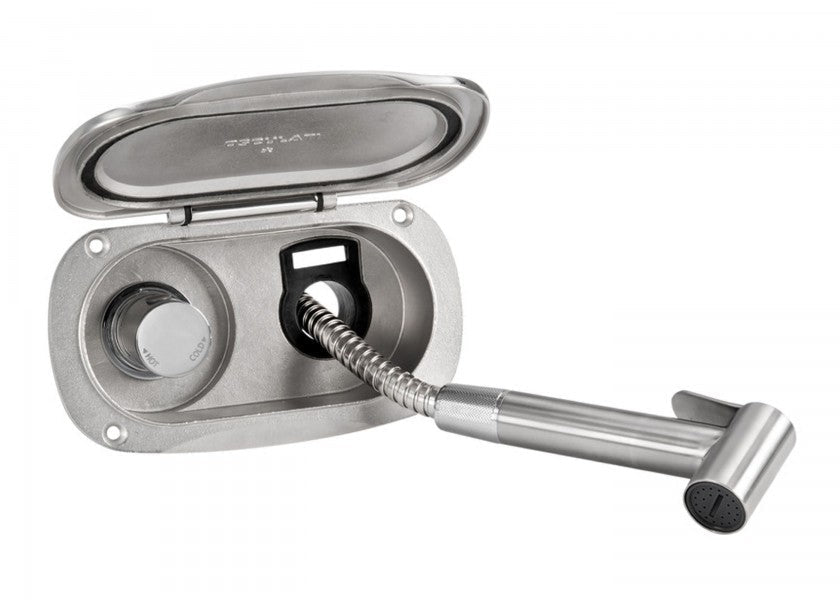 Stainless steel deck shower with mixer tap – 4.0 m stainless steel hose