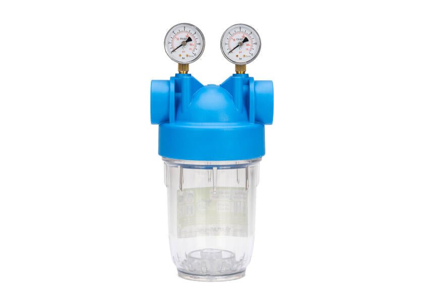 Drinking water filter – single housing, with pressure gauge, small