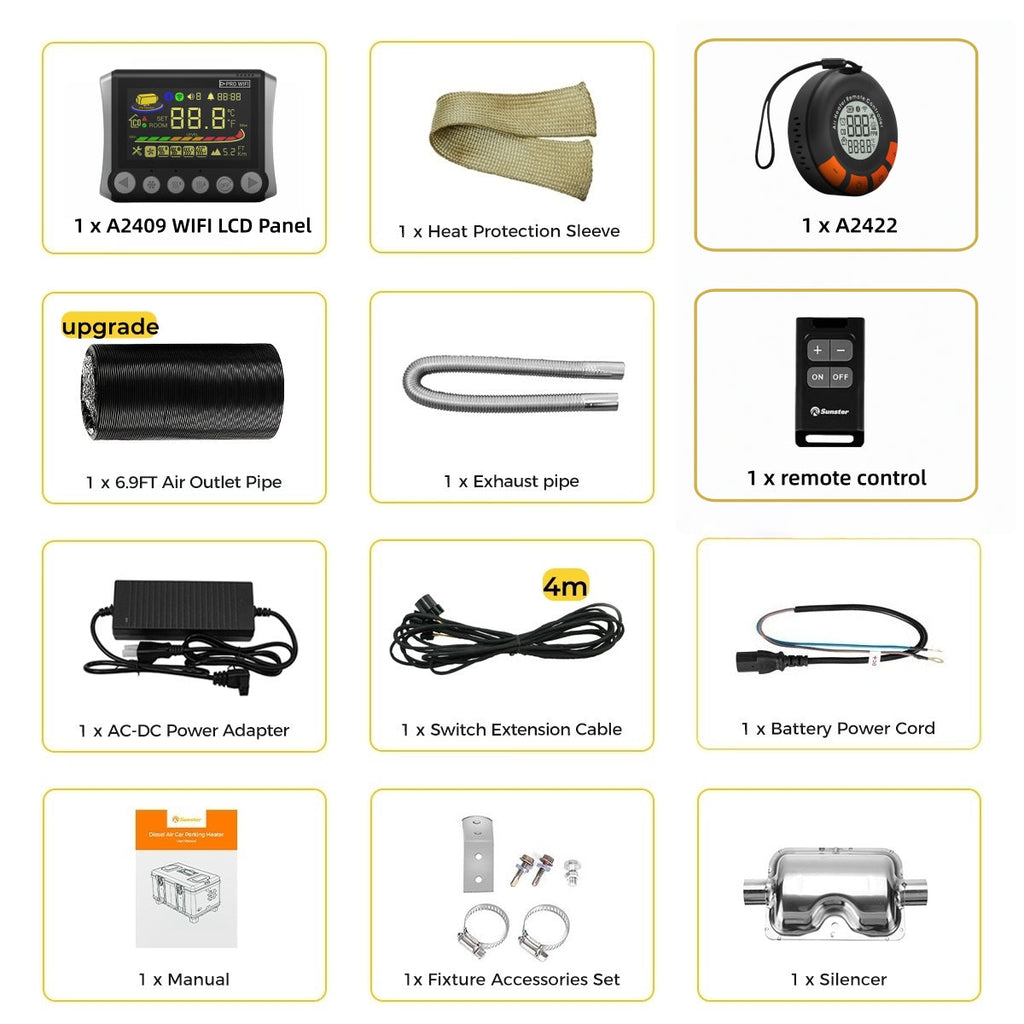Sunster TB10PRO 8 kW dieselfyr – Toolbox med WiFi og Bluetooth