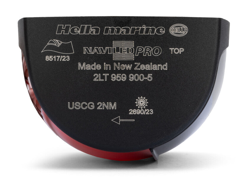 HELLA MARINE NaviLED PRO Portside Light – black – with wheelmark certification