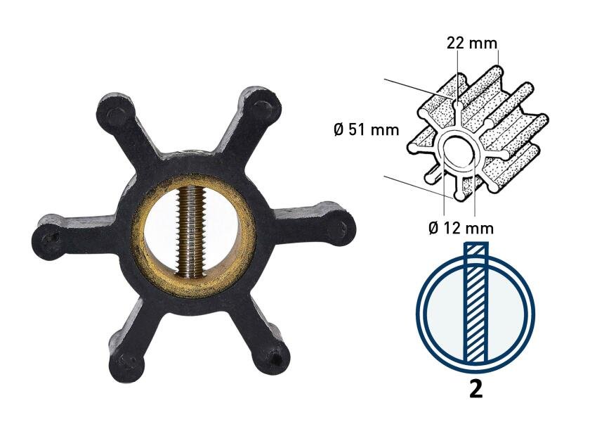 Impeller / Nitril / 6 blade / Type 2 - SejlStrøm