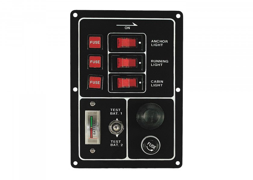 Control panel with horn button and voltmeter