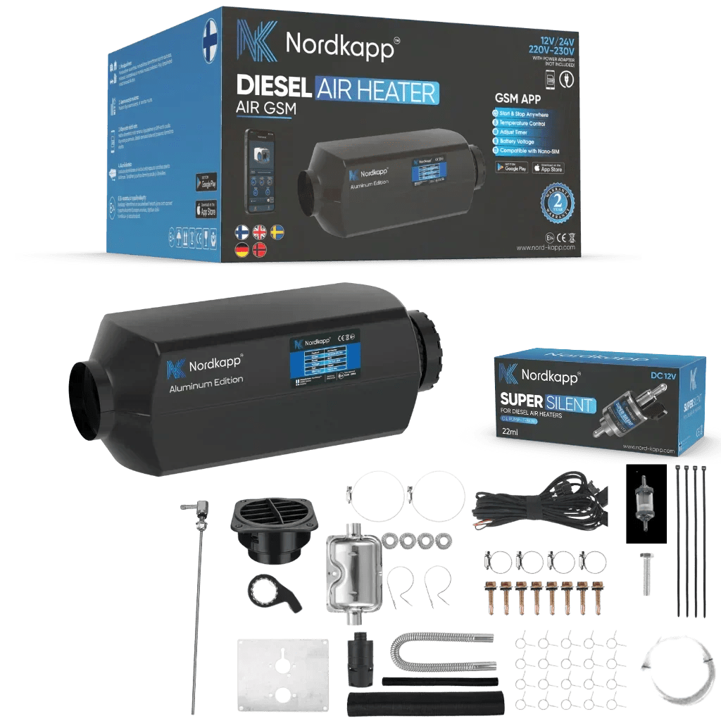 Nordkapp Dieselfyr 12V/24V 5kW 4G/5G GSM – Kraftig varme med fjernstyring over mobilnet - SejlStrøm