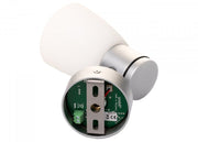 PREBIT R1 - 1 LED - påbygningslampe / mat krom, kridhvidt glas - SejlStrøm