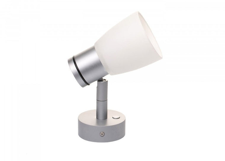 PREBIT R1 - 1 LED - påbygningslampe / mat krom, satinhvidt glas - SejlStrøm