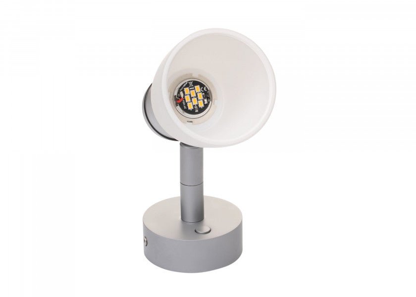 PREBIT R1 - 1 LED - påbygningslampe / mat krom, satinhvidt glas - SejlStrøm