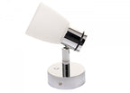 PREBIT R1 - 1 LED - påbygningslampe / poleret krom, satinhvidt glas - SejlStrøm