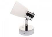 PREBIT R1 - 1 LED - påbygningslampe / poleret krom, satinhvidt glas - SejlStrøm