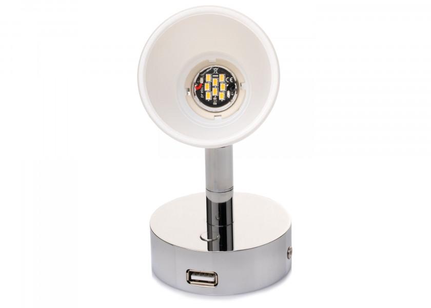 PREBIT R1 - 1 LED - påbygningslampe / poleret krom, satinhvidt glas - SejlStrøm