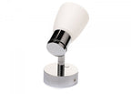 PREBIT R1 - 1 LED - påbygningslampe / poleret krom, satinhvidt glas - SejlStrøm
