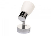 PREBIT R1 - 1 LED - påbygningslampe / poleret krom, satinhvidt glas - SejlStrøm