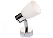 PREBIT R1 - 1 LED - påbygningslampe / poleret krom, satinhvidt glas - SejlStrøm
