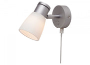 PREBIT R1 - 1 LED - påbygningslampe USB / mat krom, kridhvidt glas - SejlStrøm