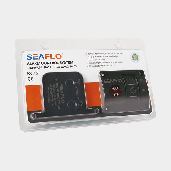Seaflo Niveauføler til elektrisk lænsepumpe 12V 20A med kontrolpanel og niveaularm - SejlStrøm