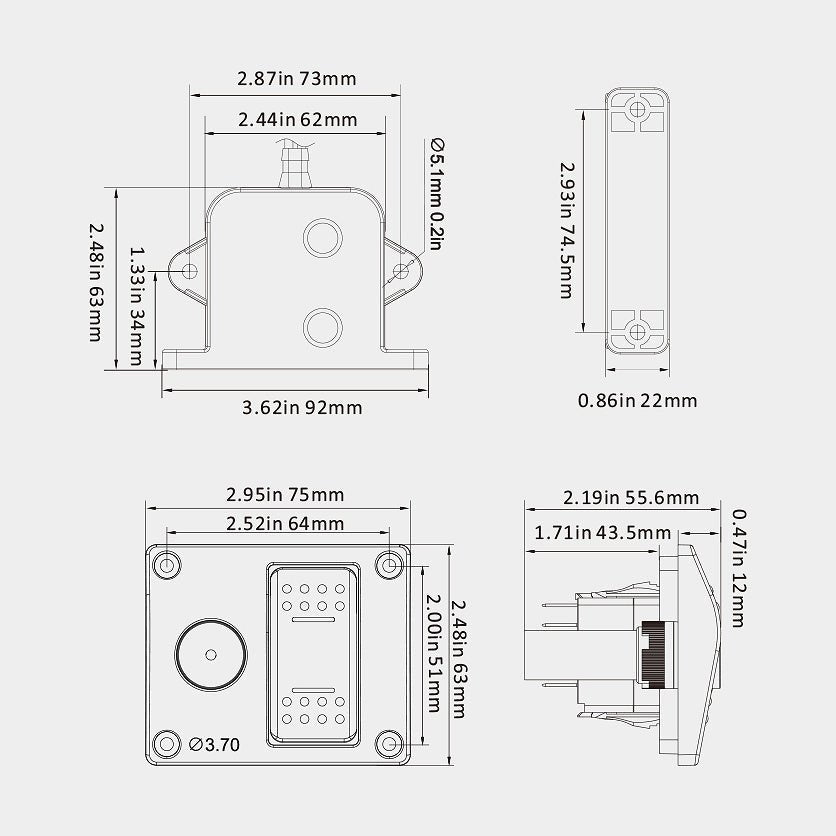 Seaflo Niveauføler til elektrisk lænsepumpe 12V 20A med kontrolpanel og niveaularm - SejlStrøm