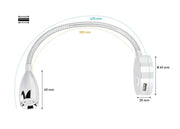 SEATEC LED Reading Lamp – flexible arm, with touch switch and USB charging port