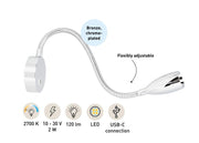 SEATEC LED Reading Lamp – flexible arm, with touch switch and USB charging port