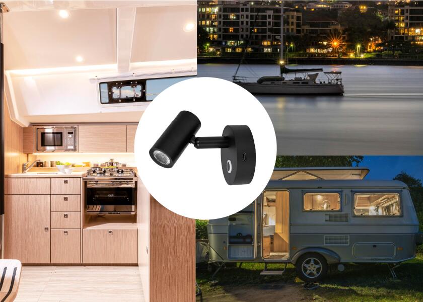 SEATEC LED - læselampe med berøringskontakt og USB - C - opladningsport / sort - SejlStrøm