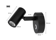 SEATEC LED - læselampe med berøringskontakt og USB - C - opladningsport / sort - SejlStrøm