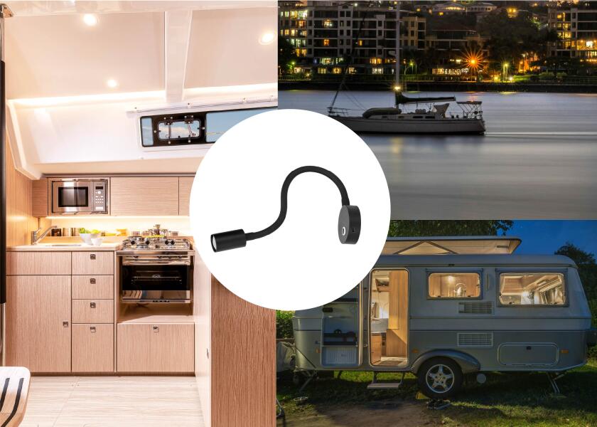 SEATEC LED - læselampe med lysdæmper og USB - C / sort / varm hvid - SejlStrøm
