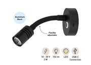 SEATEC LED - læselampe med lysdæmper og USB - C / sort / varm hvid - SejlStrøm