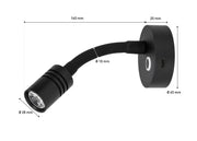 SEATEC LED - læselampe med lysdæmper og USB - C / sort / varm hvid - SejlStrøm