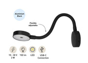 SEATEC LED Reading Light with Dimmer and USB – Black