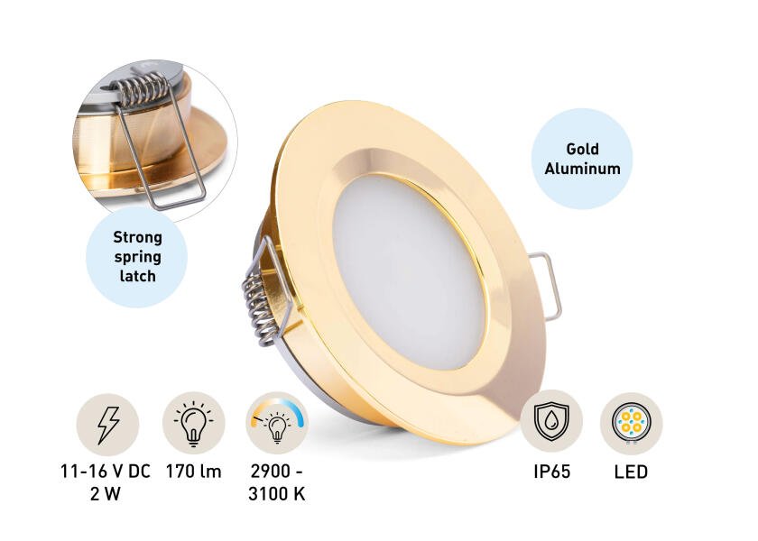 SEATEC LED loftslampe med kontakt / guldbelagt - SejlStrøm