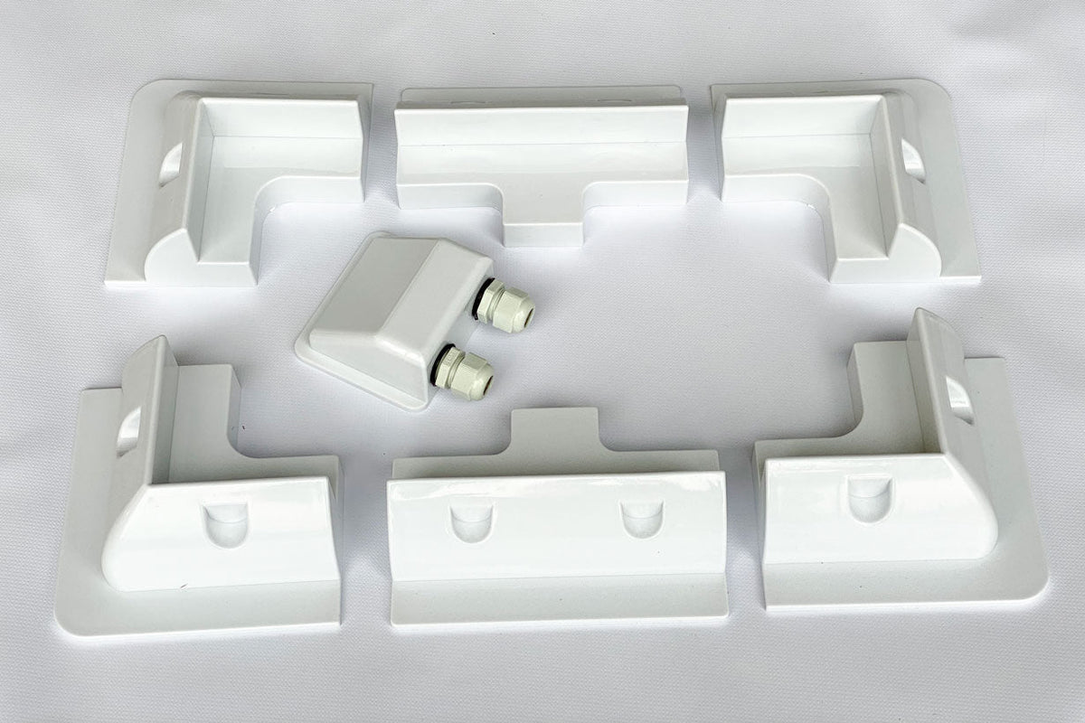 Solar Panel Mounts Camping – Corner & Side Brackets with Cable Entry Gland
