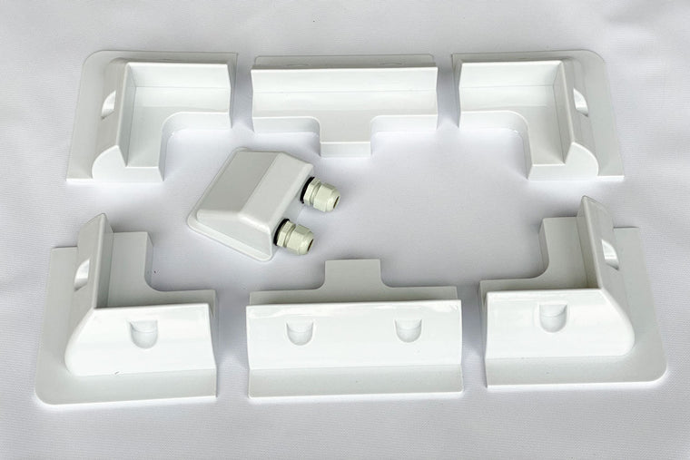 Solar Panel Mounts Camping – Corner & Side Brackets with Cable Entry Gland