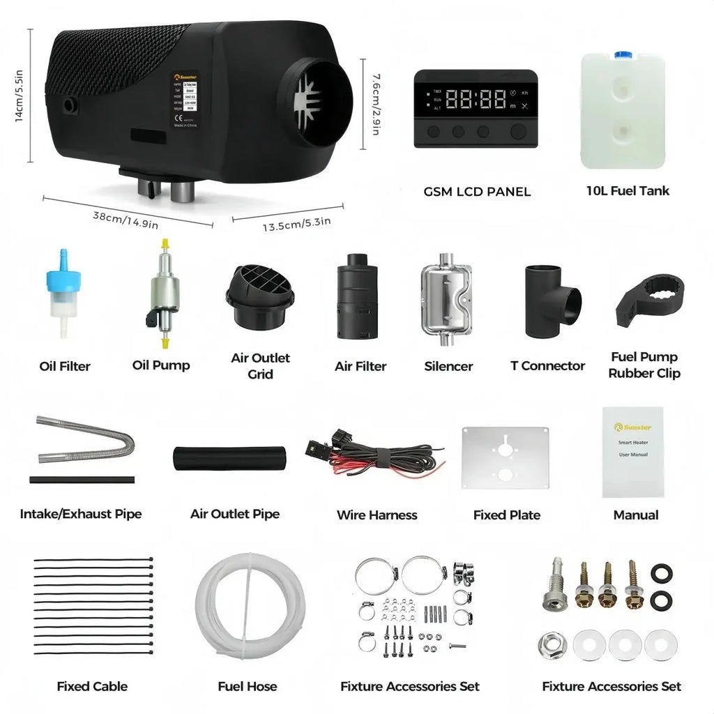 Sunster 8kW diesel heater 12/24V med GSM - SejlStrøm