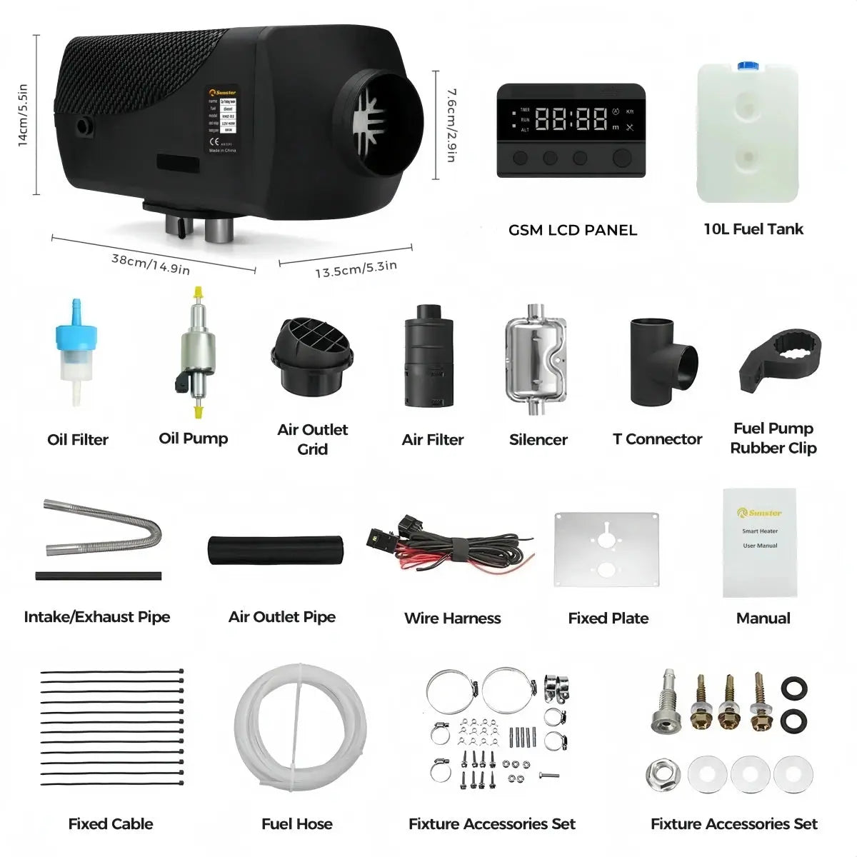 Sunster 8kW diesel heater 12/24V med GSM - SejlStrøm