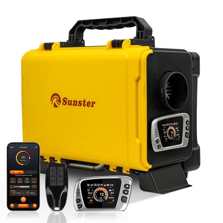 Sunster HTB1 8kW Toolbox Dieselfyr 12V / 230V – Bluetooth Kinafyr 2025 med Turbo Mode og automatisk rengøring - SejlStrøm