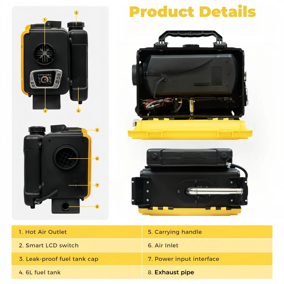 Sunster HTB1 8kW Toolbox Dieselfyr 12V / 230V – Bluetooth Kinafyr 2025 med Turbo Mode og automatisk rengøring - SejlStrøm