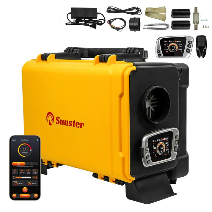 Sunster HTB1 8kW Toolbox Dieselfyr 12V / 230V – Bluetooth Kinafyr 2025 med Turbo Mode og automatisk rengøring - SejlStrøm