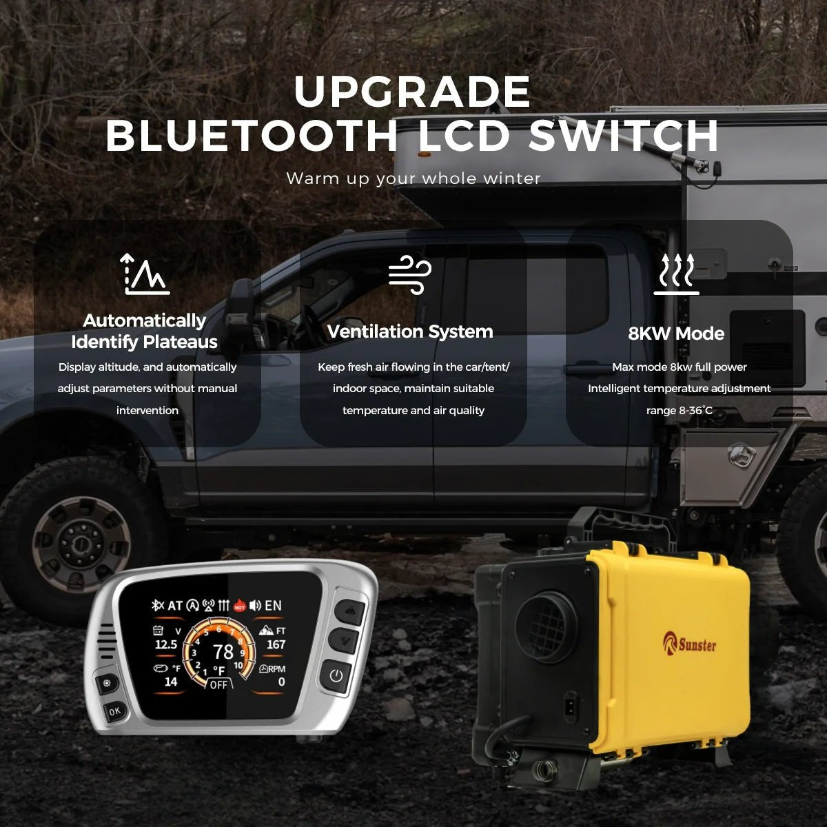 Sunster HTB1 8kW Toolbox Dieselfyr 12V / 230V – Bluetooth Kinafyr 2025 med Turbo Mode og automatisk rengøring - SejlStrøm